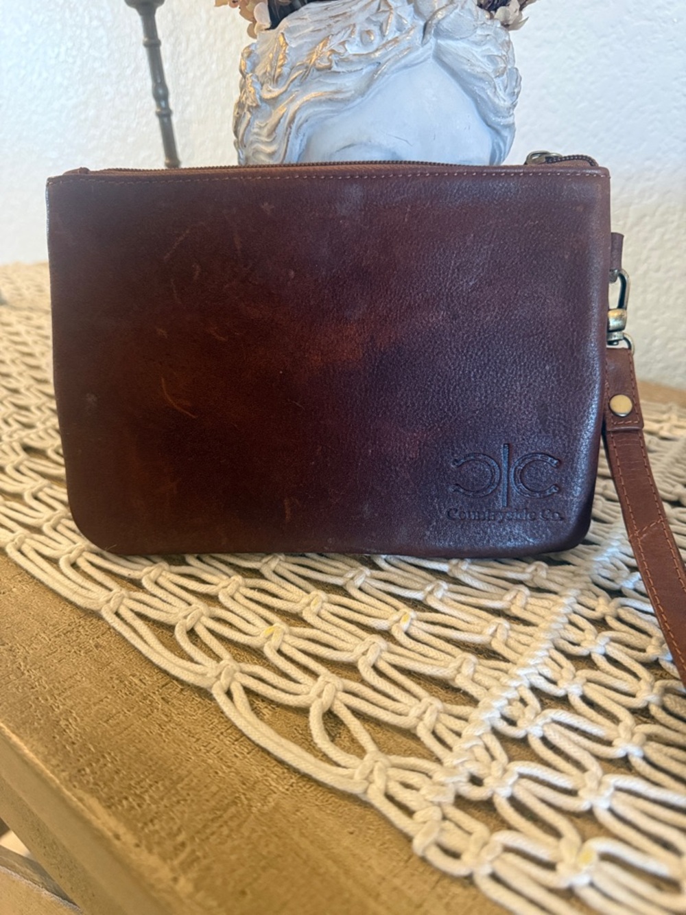 Stockdale Checkered Cowhide Wristlet Pouch - Picture 3 of 5